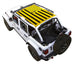 Sun shade top by SPIDERWEBSHADE for Jeep Wrangler JLU 4-Door, yellow with black stripes flag design