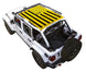Sun shade top by SPIDERWEBSHADE for Jeep Wrangler JLU 4-Door, yellow with black stripes flag design