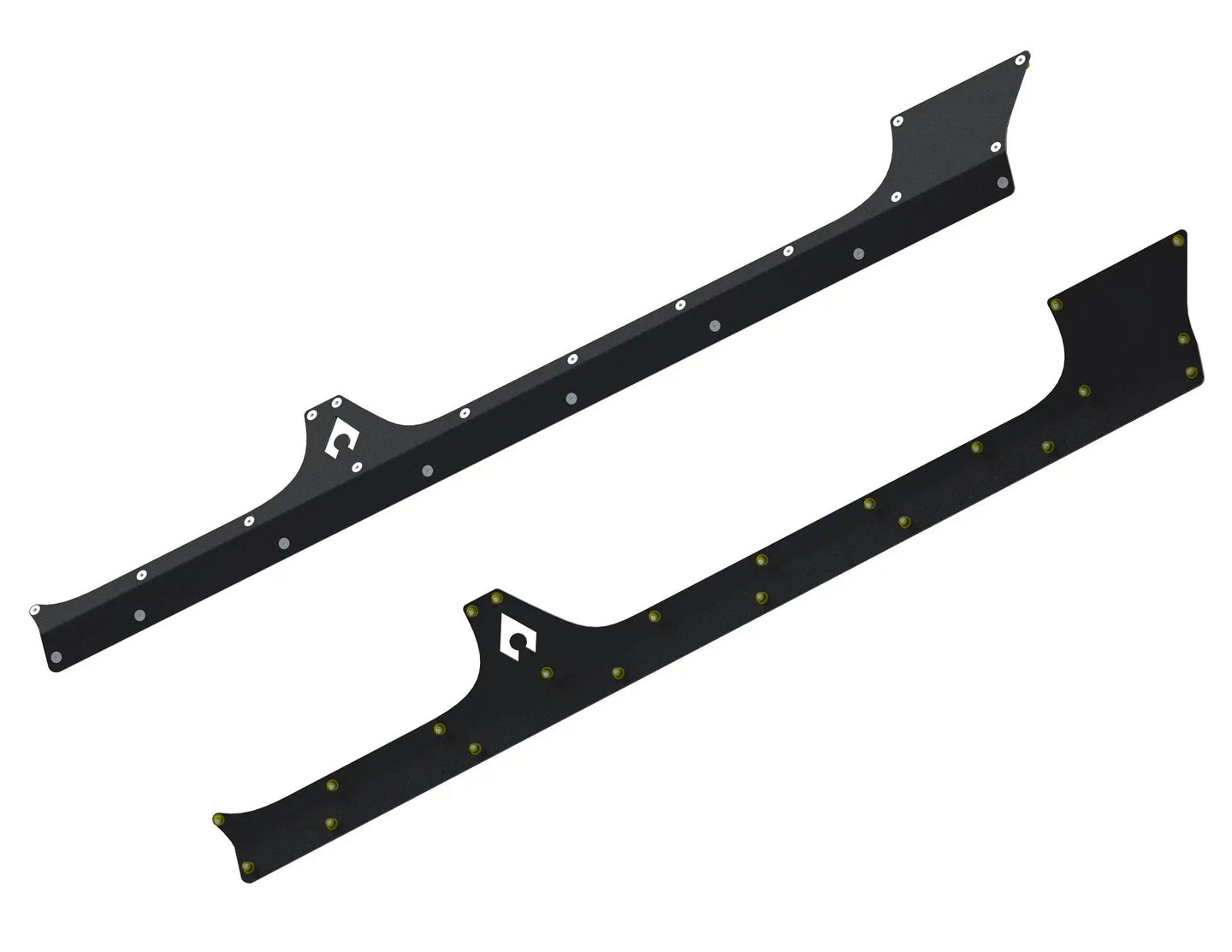 JLU Aluminum Rocker Armor pair by Artec Industries, black aluminum rocker panels with bolt holes