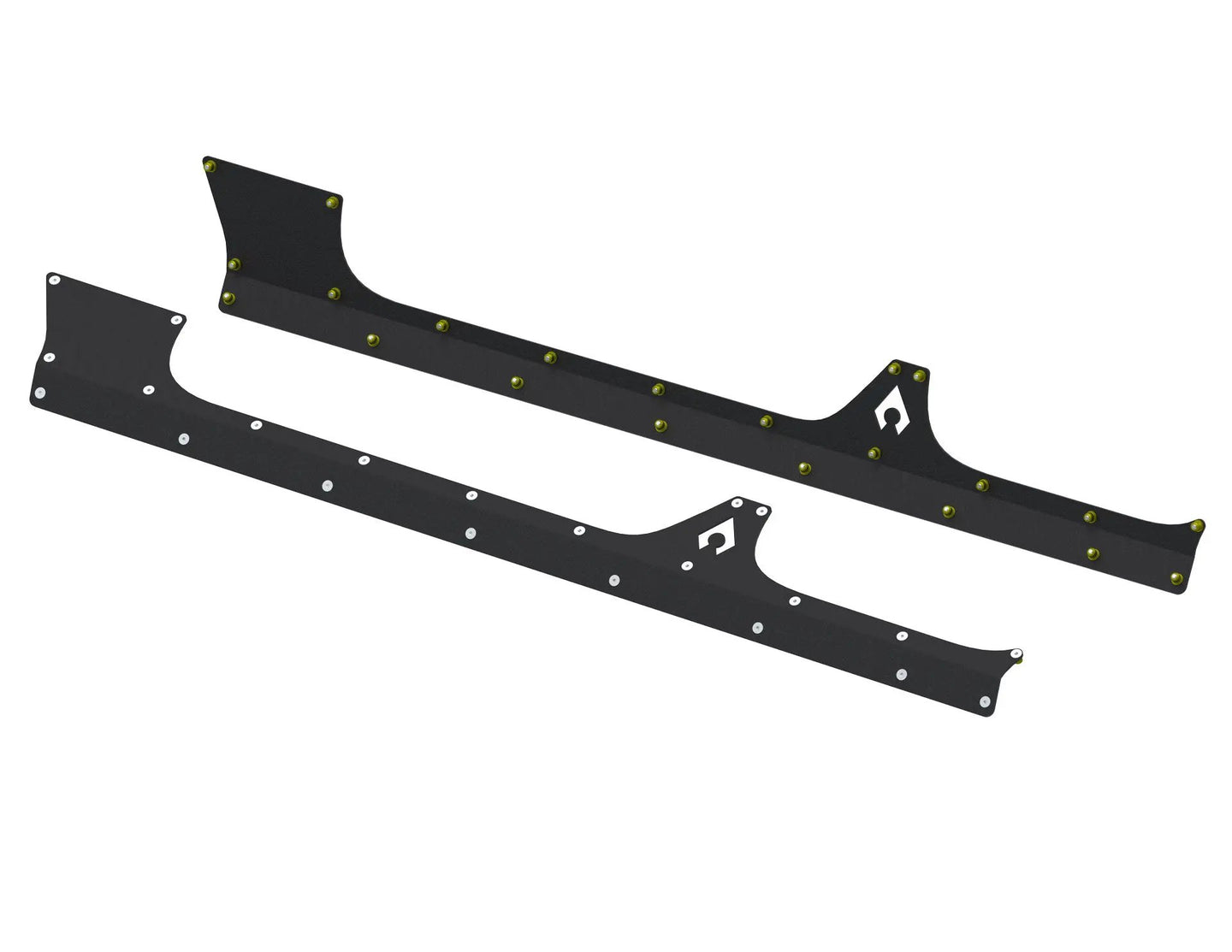 Artec JLU Aluminum Rocker Armor for Jeep Wrangler JL/JLU; black aluminum rocker panels with gold mounting bolts