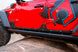 JLU Aluminum Rocker Armor Artec Industries on red Jeep Wrangler side rocker panel