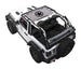 Sun shade top by SpiderWebShade for Jeep Wrangler JL 2-Door, gray stock printed shade with spider emblem.