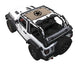 Sun shade top for Jeep Wrangler JL 2-Door by SPIDERWEBSHADE; tan printed shade with spider logo.