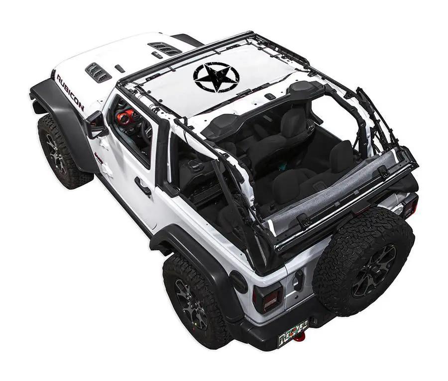SPIDERWEBSHADE sun shade top for Jeep Wrangler JL 2-Door; white printed shade with spider-web motif