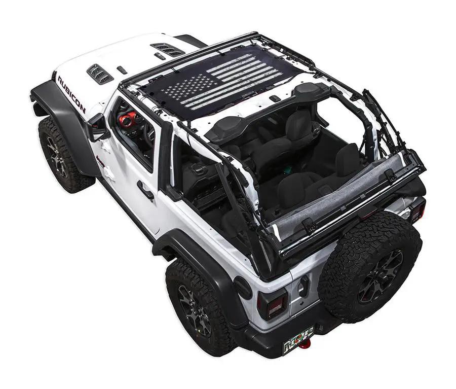 Sun shade for Jeep Wrangler JL 2-Door with USA flag printed top