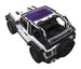 Sun shade SpiderWebShade for Jeep Wrangler JL 2-Door; purple US-flag printed shade top over roll bars.