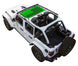 Sun shade SPIDERWEBSHADE for Jeep Wrangler JLU 4-Door; white SUV with green printed shade top