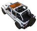 Sun shade for Jeep Wrangler JLU 4-Door by SPIDERWEBSHADE, stock printed orange/black shade top.
