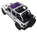 Sun shade top for Jeep Wrangler JLU 4-Door by SpiderWebShade; stock printed shade on white Jeep.