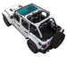 Sun shade for Jeep Wrangler JLU 4-Door by SpiderWebShade; stock printed blue American flag shade top