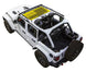 SpiderWebShade sun shade for Jeep Wrangler JLU 4-Door with stock printed yellow flag design.
