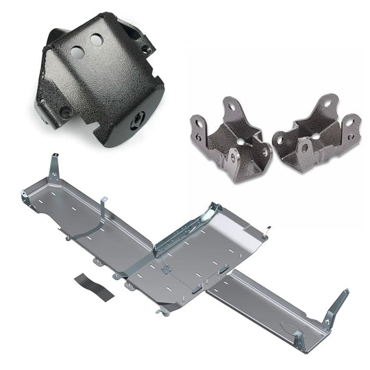 Artec JLU 2.0L bellypan protection package: full black bellypan with oil, front CAD skid, rear LCA skids