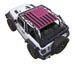 Sun shade for Jeep Wrangler JL 2-Door with magenta and black American flag pattern.