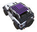 SPIDERWEBSHADE Sun Shade for Jeep Wrangler JL 2-Door with purple and black flag print.