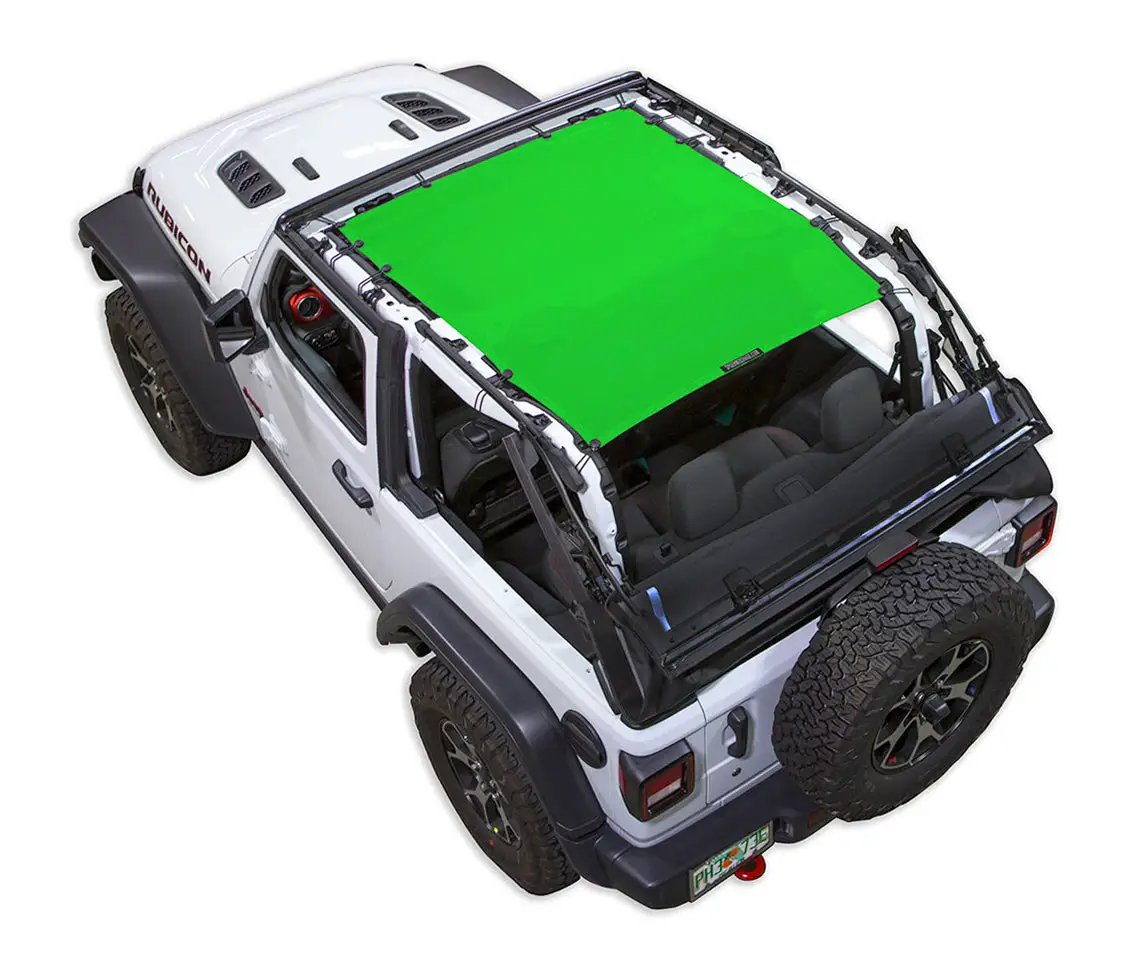Sun Shade SpiderWebShade for Jeep Wrangler JL 2-Door, solid green shade top