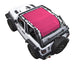 Sun shade for Jeep Wrangler JL 2-Door by SPIDERWEBSHADE; solid pink shade top.