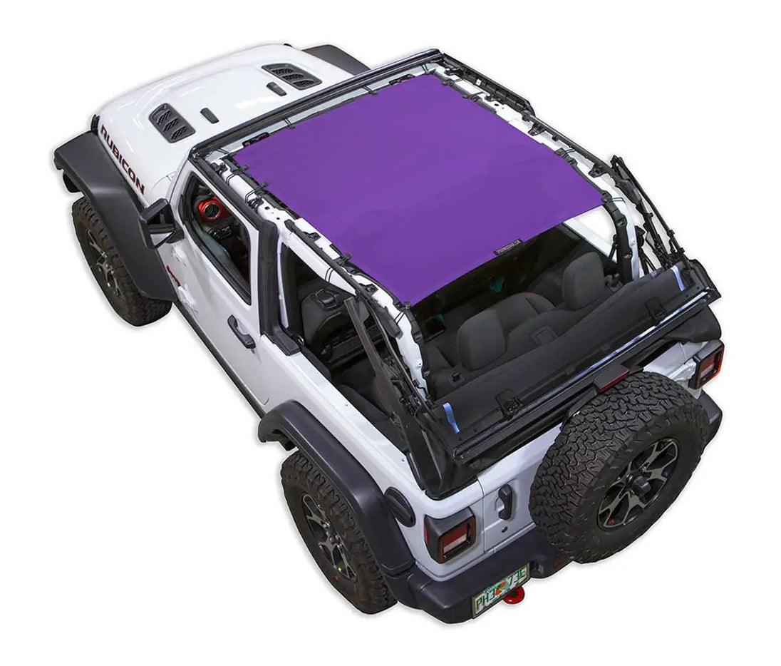 SpiderWebShade sun shade for Jeep Wrangler JL 2-Door; solid purple shade top
