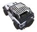 Sun shade for Jeep Wrangler JL 2-Door by SpiderWebShade; printed shade top with black US flag design.