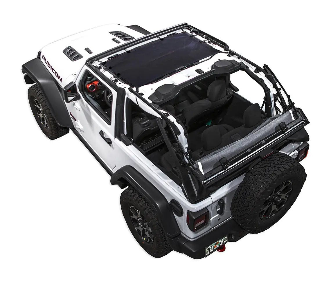 Sun shade by SPIDERWEBSHADE for Jeep Wrangler JL 2-Door; solid black shade top