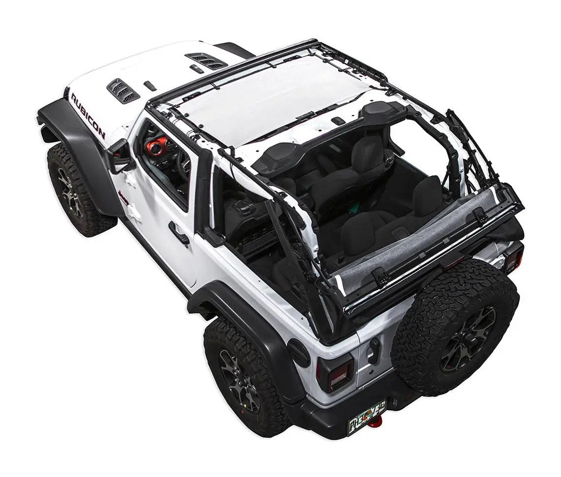 Sun Shade for Jeep Wrangler JL 2-Door by SpiderWebShade, solid color shade top