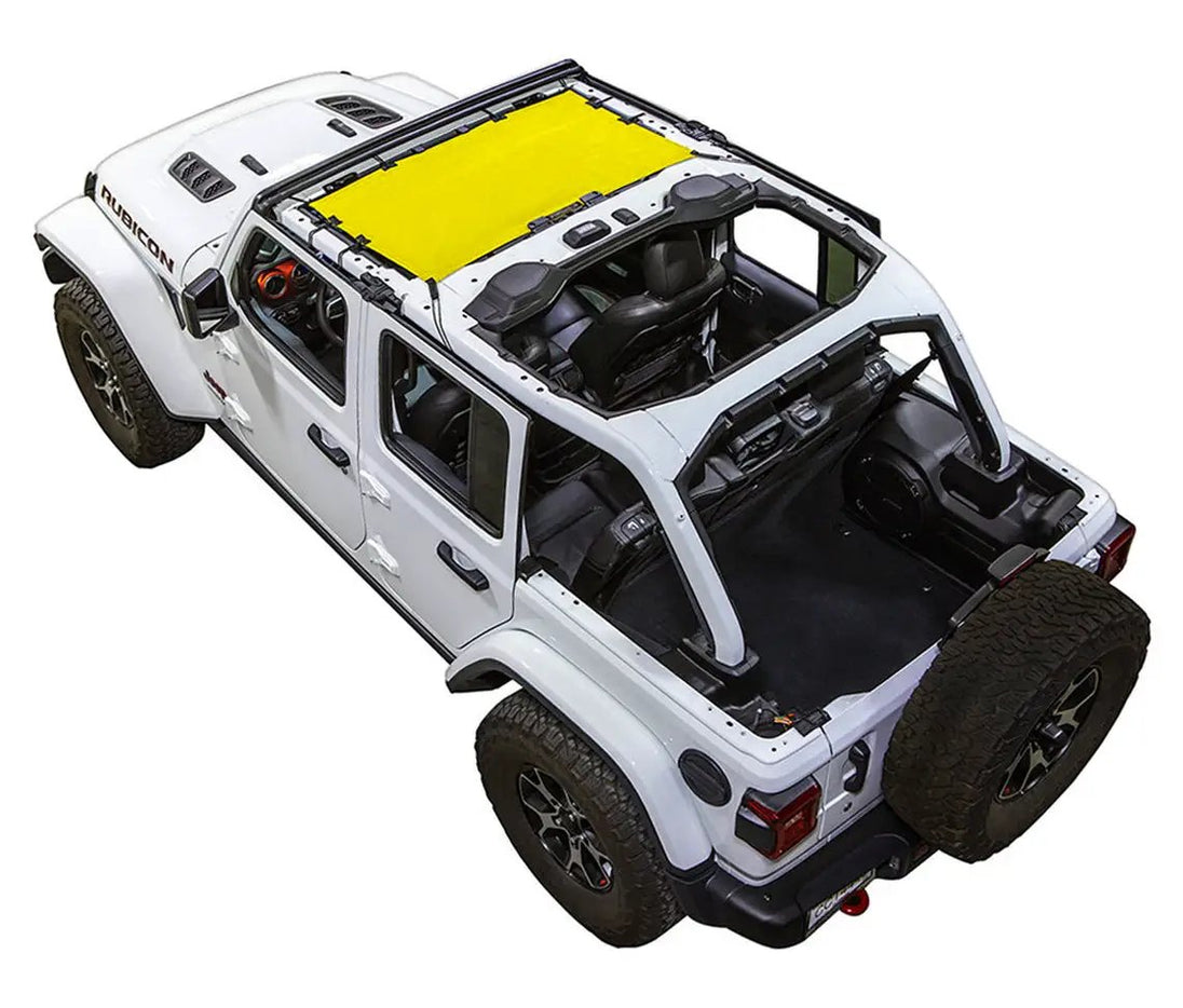 Sun Shade for Jeep Wrangler JLU 4-Door by SPIDERWEBSHADE, solid yellow shade top