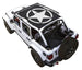 Sun Shade for Jeep Wrangler JLU 4-Door by SpiderWebShade; stock-printed top, black with white star logo