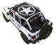 Sun Shade for Jeep Wrangler JLU 4-Door by SpiderWebShade; stock-printed top, black with white star logo
