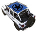 Sun Shade SpiderWebShade for Jeep Wrangler JLU 4-Door (2018–2026); blue shade with black star logo