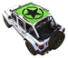 SPIDERWEBSHADE sun shade for Jeep Wrangler JLU 4-Door; neon green printed top with black star logo