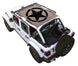 Sun Shade top by SpiderWebShade for Jeep Wrangler JLU 4-Door on white SUV with beige shade