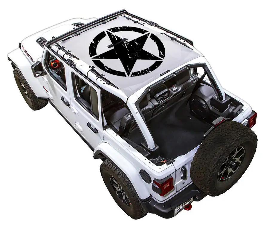 SPIDERWEBSHADE sun shade top for Jeep Wrangler JLU 4-Door; white with black star logo