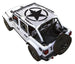 Sun Shade for Jeep Wrangler JLU 4-Door by SpiderWebShade; white Wrangler with stock printed shade top star logo