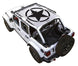 Sun Shade for Jeep Wrangler JLU 4-Door by SpiderWebShade; white Wrangler with stock printed shade top star logo