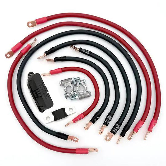 Battery Cable Kit by Big7Kits for Jeep Cherokee SJ (1974-1983) red and black wiring harness with ring terminals