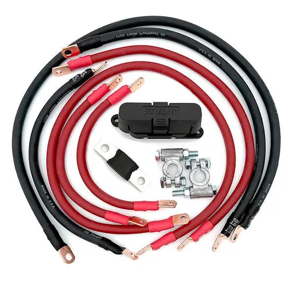Battery Cable Replacement Harness by Big7Kits for Jeep Wrangler TJ/LJ (1997–2006) with red and black cables and copper lugs