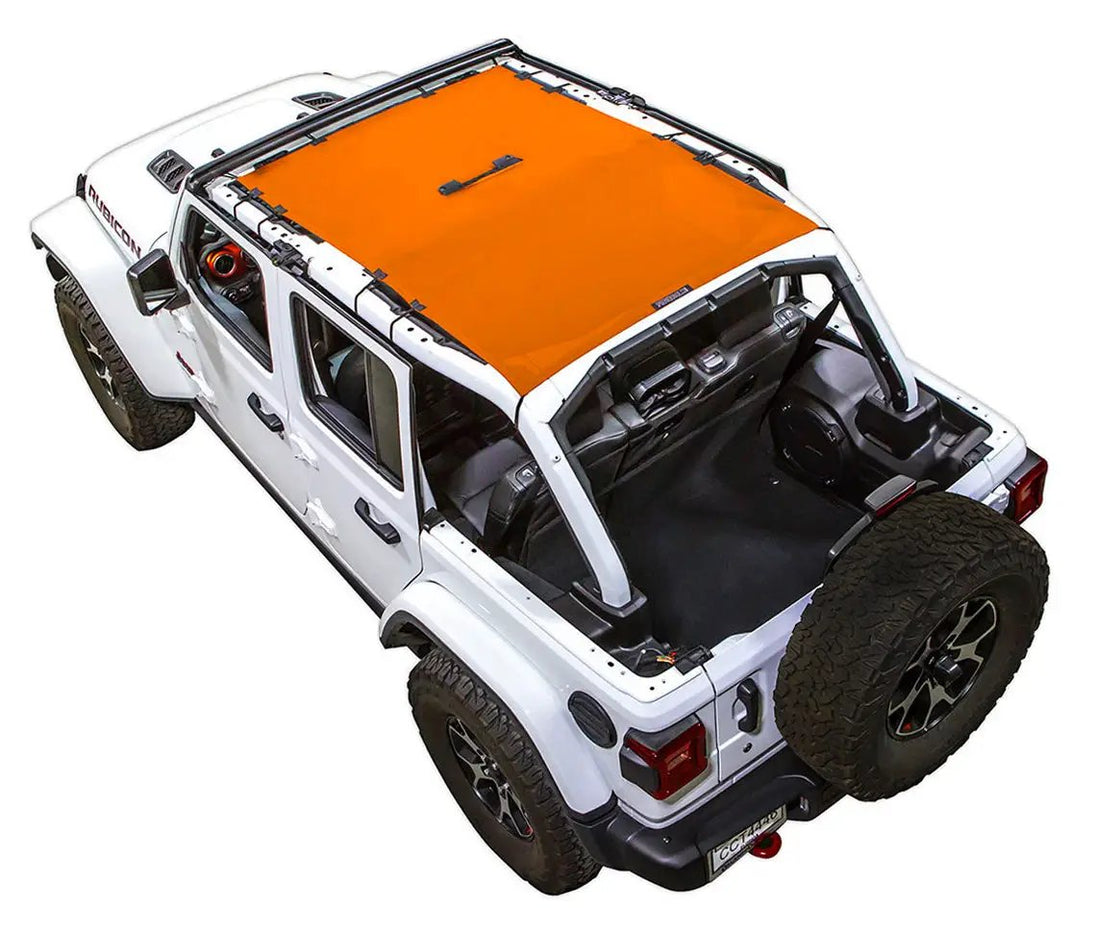 Sun Shade for Jeep Wrangler JLU 4-Door by SpiderWebShade, orange solid color top