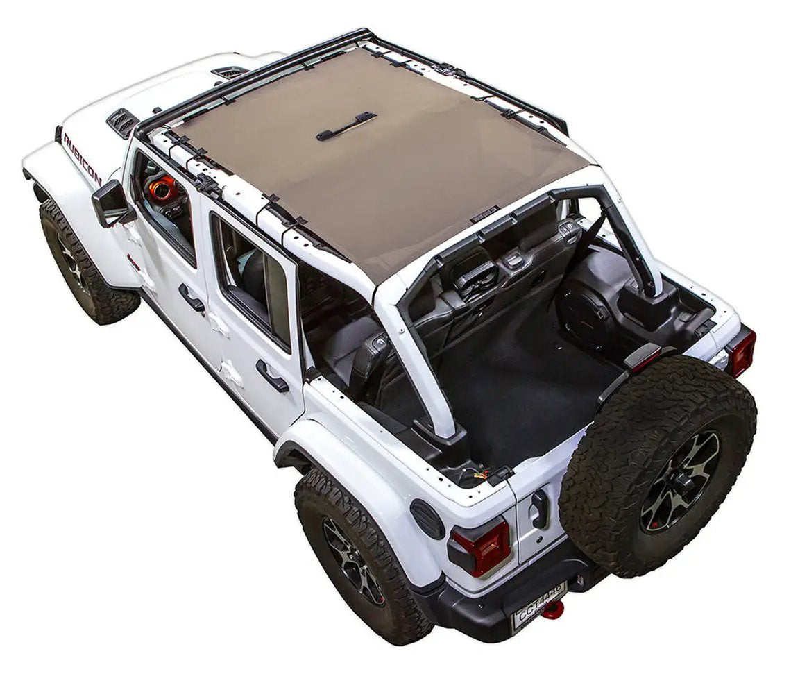 Sun shade for Jeep Wrangler JLU 4-Door by SPIDERWEBSHADE, tan solid color top