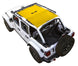 Sun shade for Jeep Wrangler JLU 4-Door by SpiderWebShade; yellow solid color top.