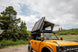 Aluminum PO Pup Roof Top Tent on orange Bronco with beige side-opening RTT