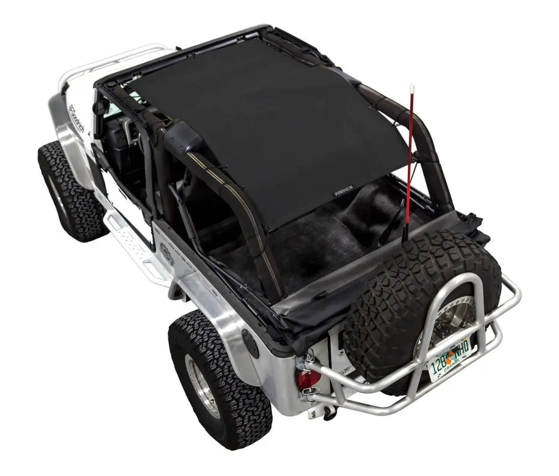 Sun Shade for Jeep Wrangler LJ (2004–2006) by SPIDERWEBSHADE, black solid shade top