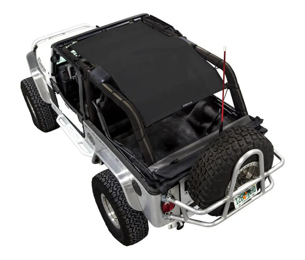 Sun Shade for Jeep Wrangler LJ (2004–2006) by SPIDERWEBSHADE, black solid shade top