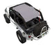Sun Shade for Jeep Wrangler LJ, SPIDERWEBSHADE solid gray shade top (2004–2006) mounted on an off-road Jeep