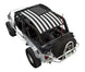 Sun shade SpiderWebShade for Jeep Wrangler LJ (2004–2006); black fabric with gray/white American flag design