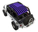 Sun Shade SPIDERWEBSHADE for Jeep Wrangler LJ 2004–2006, purple star-striped stock printed shade top