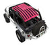 Sun shade for Jeep Wrangler LJ 2004–2006 by SPIDERWEBSHADE, pink American flag print shade top.