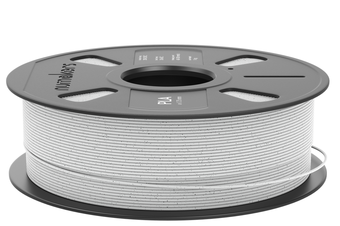 PLA Marble filament spool on gray Numakers reel, 1.75mm, 3D printer accessory