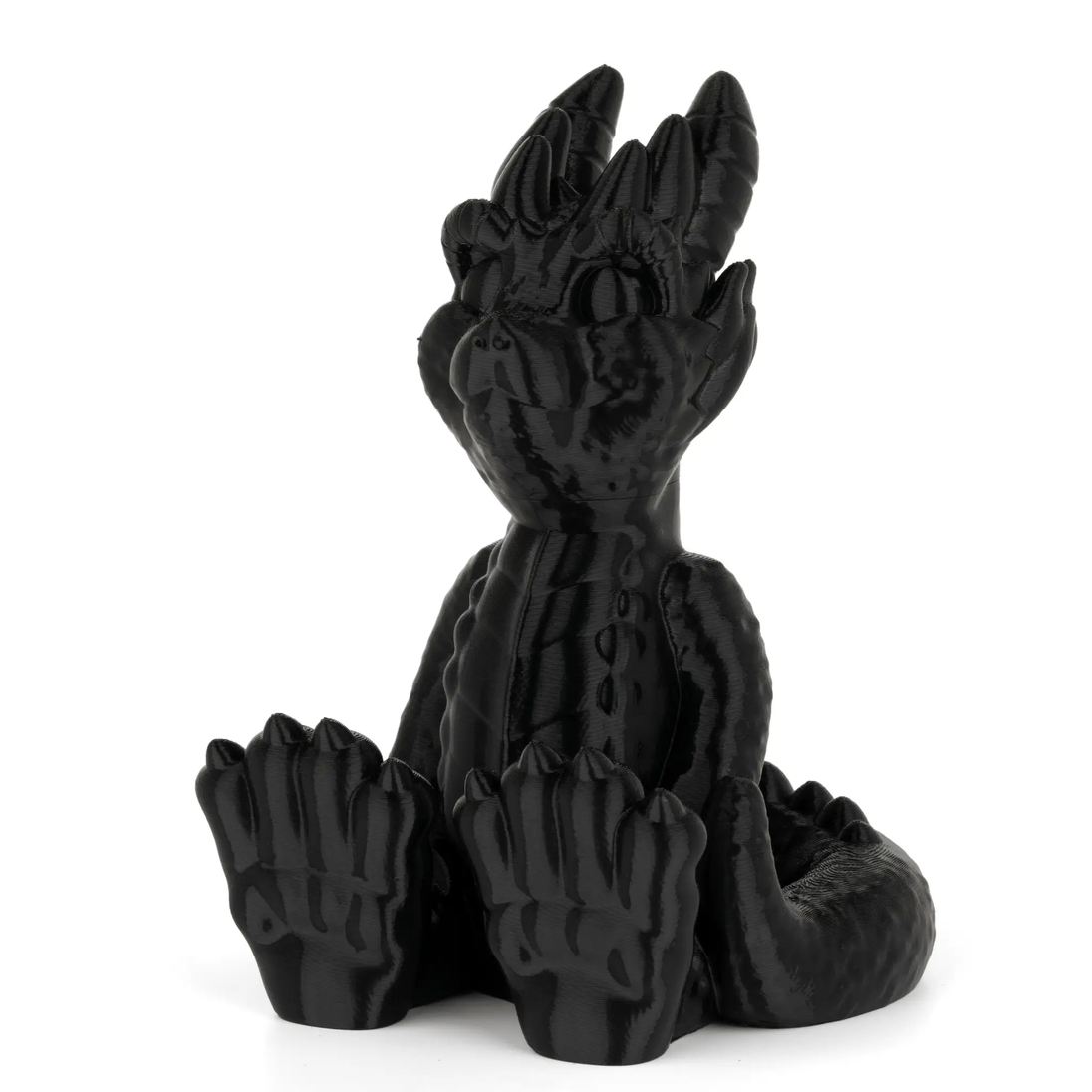 PETG-HS Filament by Numakers; black 3D-printed hand sculpture with layered finish.