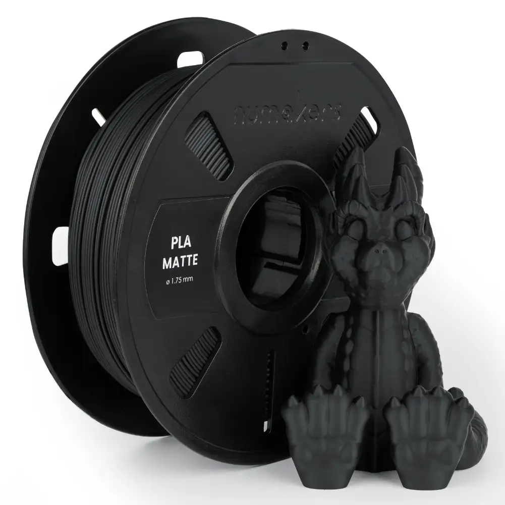 PLA Matte filament spool by Numakers; 1.75 mm diameter, matte black.