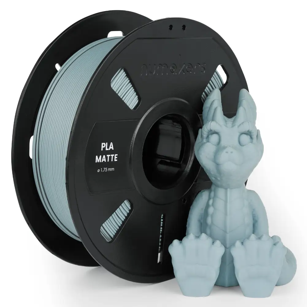 Numakers PLA Matte filament spool, 1.75 mm, light blue, with dragon figurine