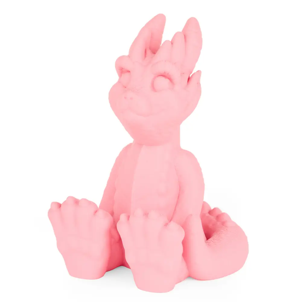 PLA Matte 3D-printed pink dragon figurine for display